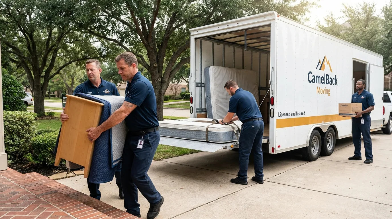 Crew loading residential truck for cross-state move from Washington, GA