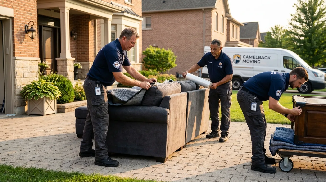 Large estate moving crew wrapping furniture in Washington, GA
