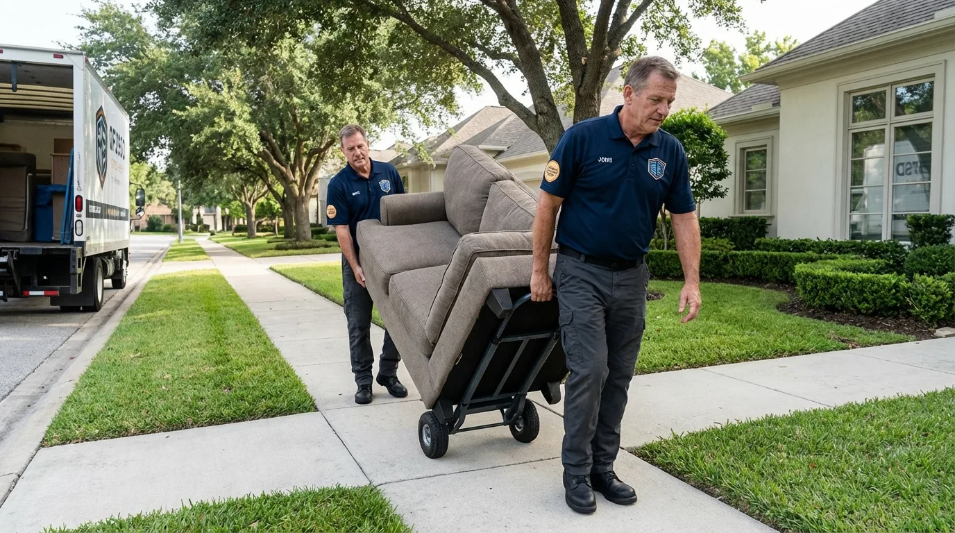 Local residential moving crew loading furniture in Washington, GA